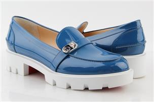 christian louboutin lock woody patent red sole loafers